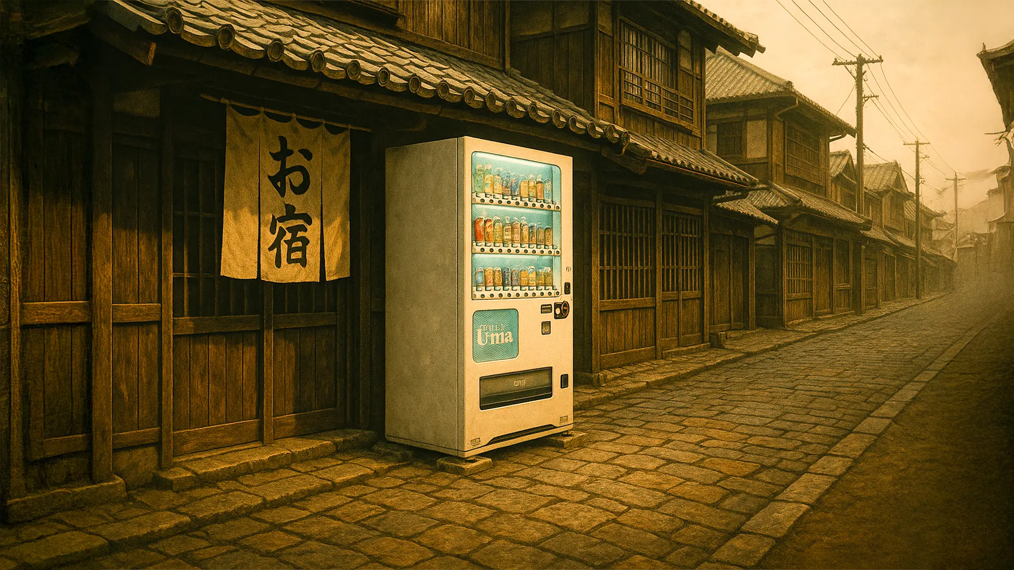 街中にある自動販売機のイラストの画像