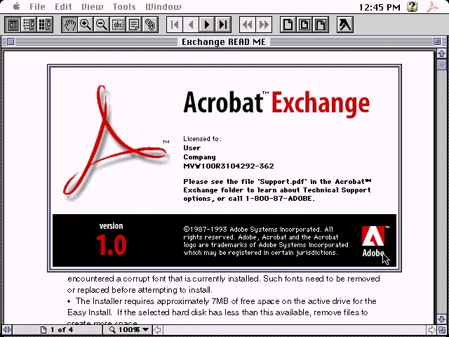 Acrobat 1.xの起動画面の画像