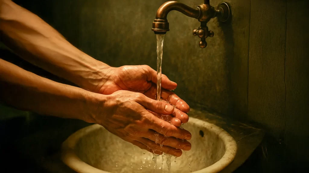 手を洗っているイラストの画像