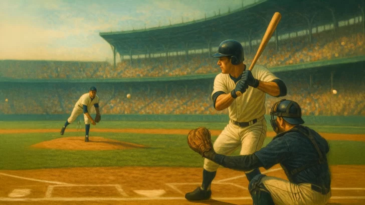 ボールを打つ瞬間のバッターのイラスト