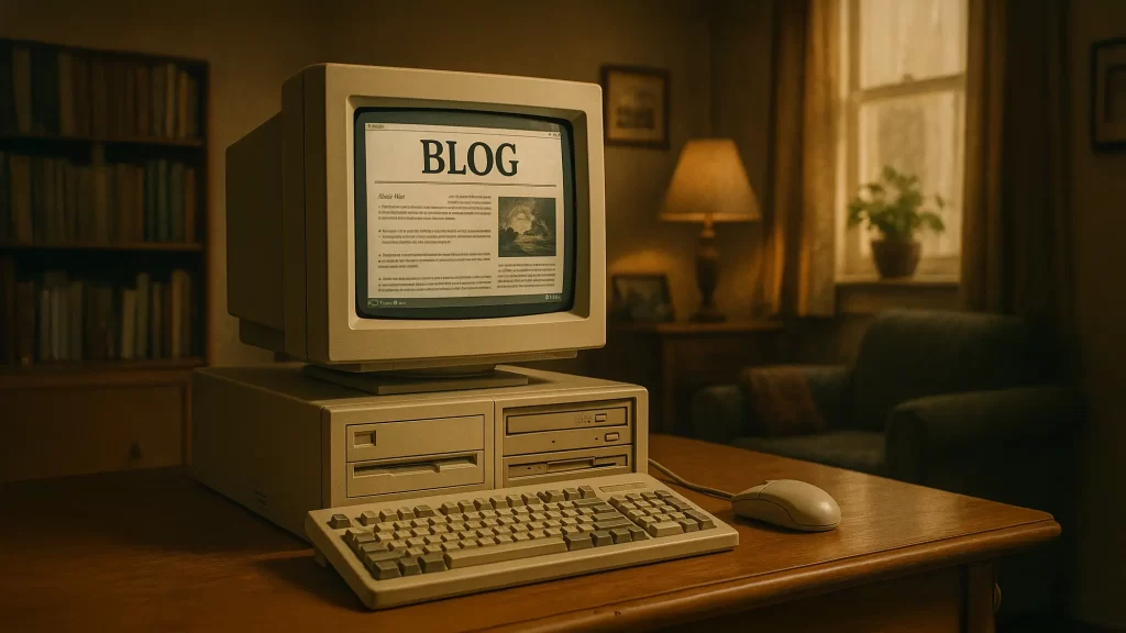 パソコンの画面にブログが表示されているイラスト