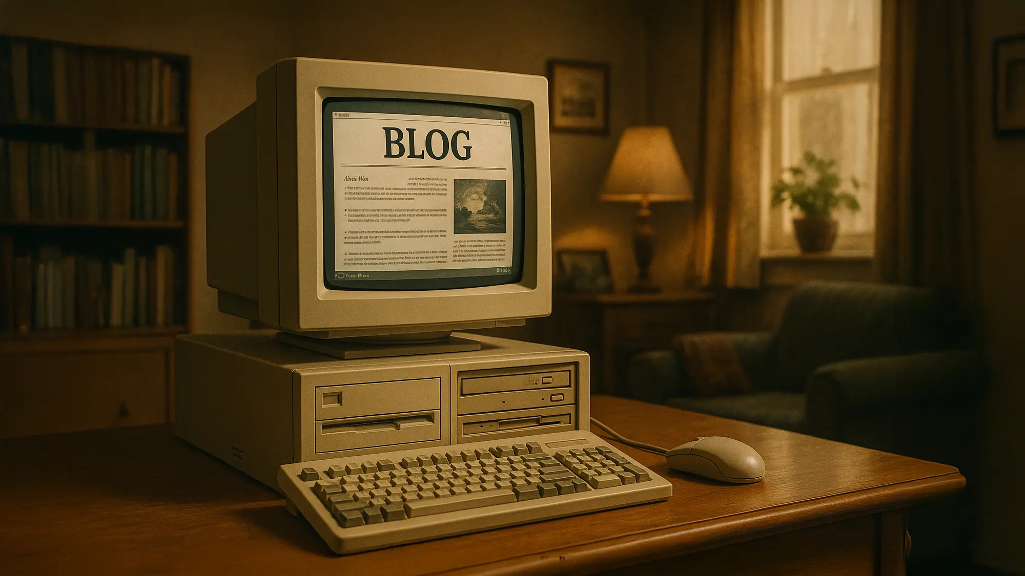 パソコンの画面にブログが表示されているイラスト