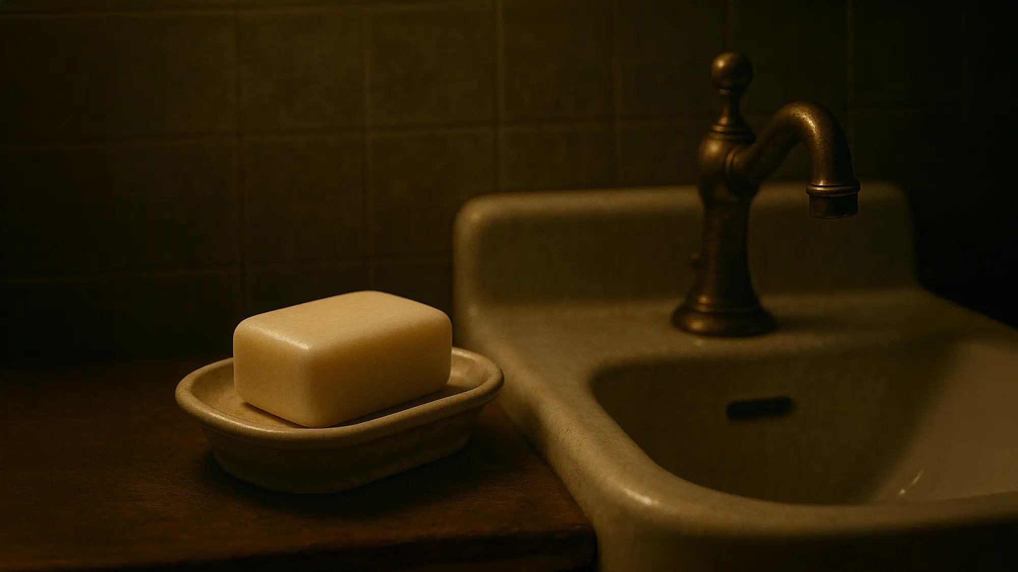 洗面所に置いてある石鹸の画像。