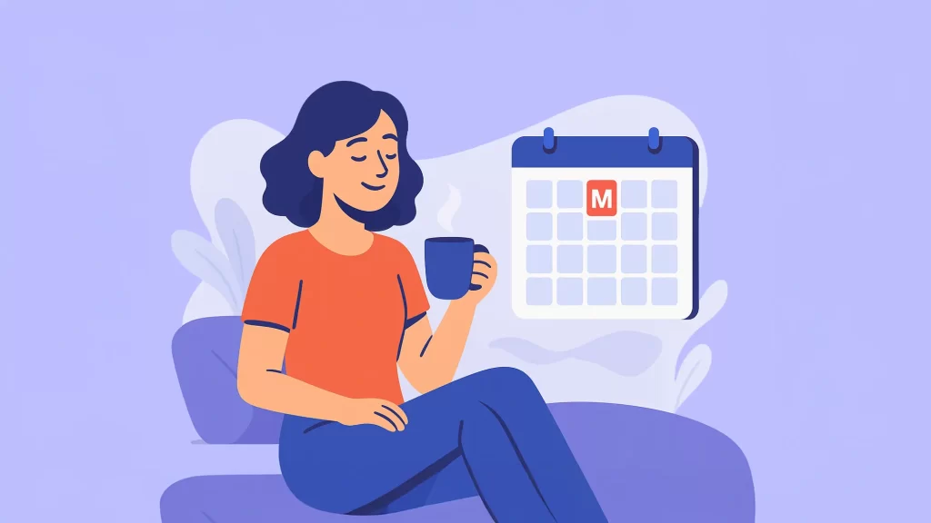 ハッピーマンデーのありがたさに浸る女性のイラスト