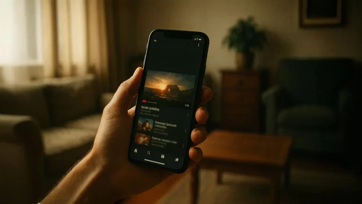 持っているスマホに写っているYouTubeのイラスト