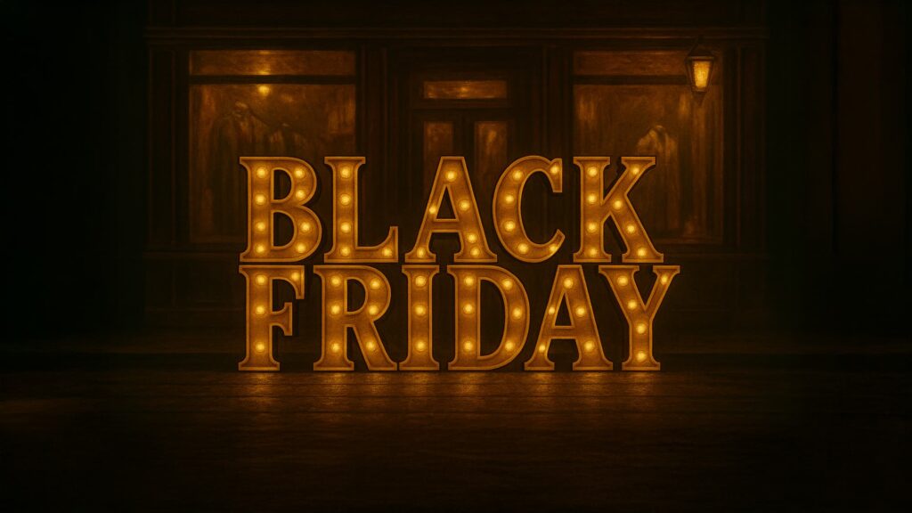 ブラックフライデーの文字が光っている画像