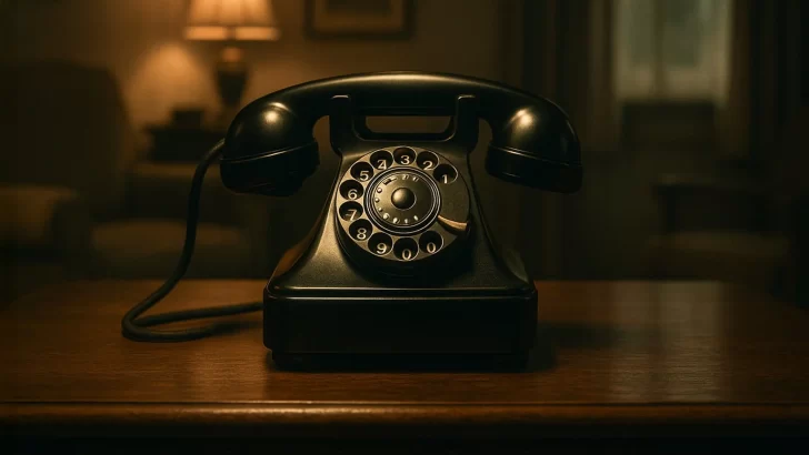 黒電話が置いてある画像