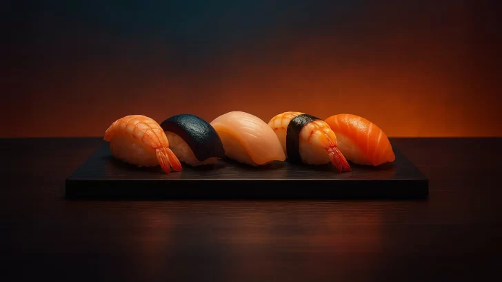 寿司が並んでいる画像