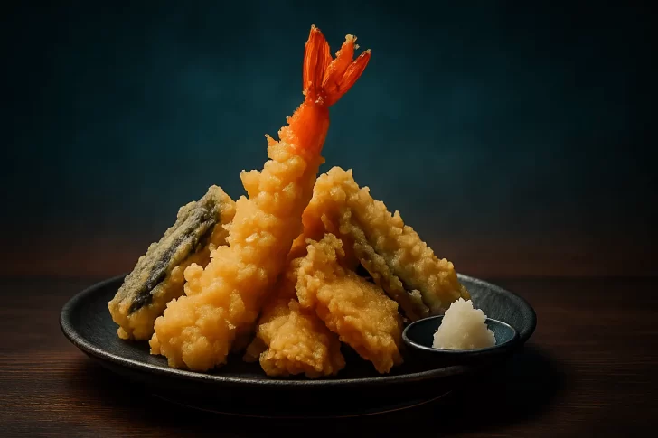 天ぷらが盛り付けられている画像