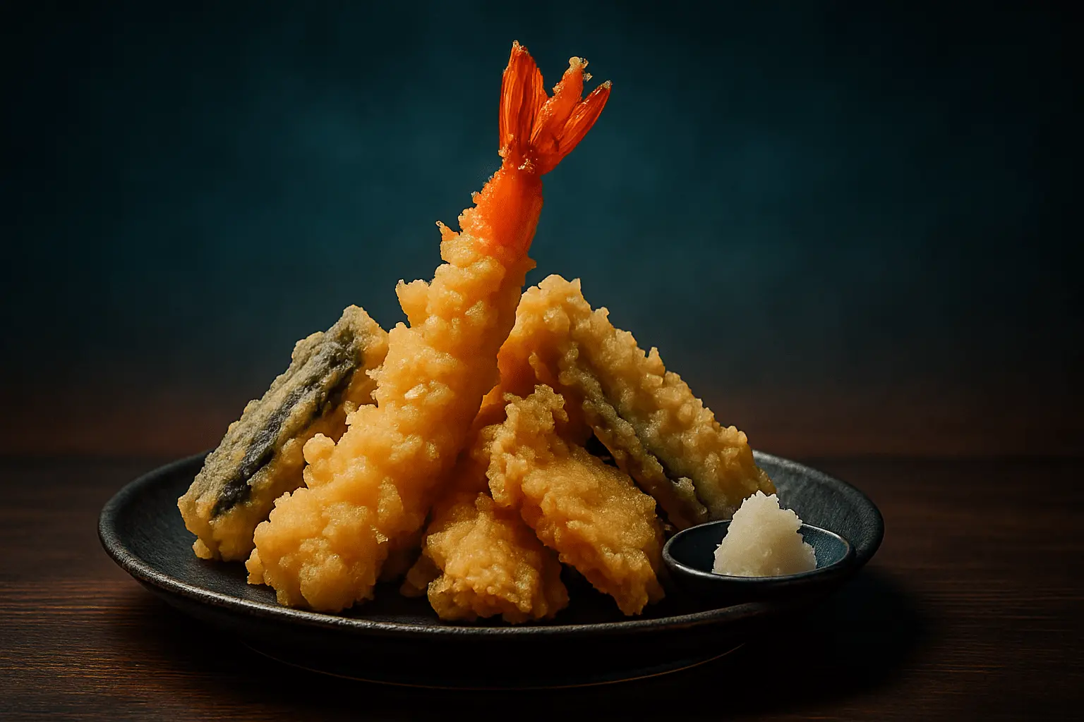 天ぷらが盛り付けられている画像